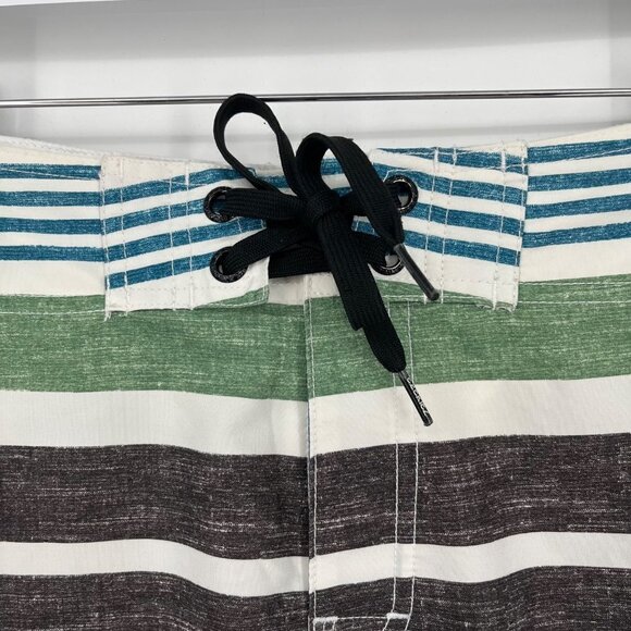 Ezekiel Mens Board Shorts Swim Trunks Size 28 Pocket Striped Blue Green White - Picture 4 of 12